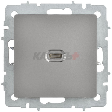 BRITE Розетка USB C 65Вт высокоскоростная зарядка РЮ12-1-БрС сталь IEK