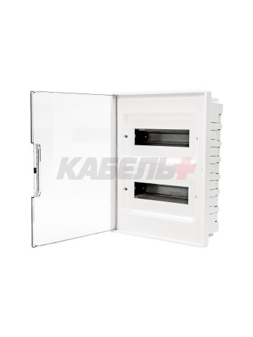 Щиток 24 мод встраиваемый FRAME, белый, с прозрачной дверцей, с 4 шинами PEN (2шт на 8 отв. и 2шт на 6 отв.)