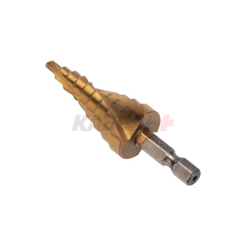 Сверло по металлу ступенчатое ТИТАН 4,0-20,0мм, 76мм, 65 HRC, Р6М5 TiN KRANZ