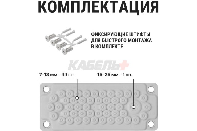 Кабельный ввод мембранный КВМ-50, ТЭП, RAL7035, IP66, 50 вводов TDM
