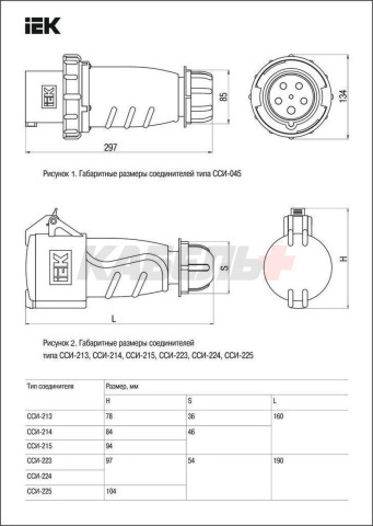 MAGNUM Розетка переносная ССИ-215 16А-6ч/200/346-240/415В 3P+PE+N IP44 IEK