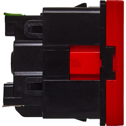 Розетка с заземляющим контактом без защитной шторки и безвинтовым зажимом (2 модуля) красная