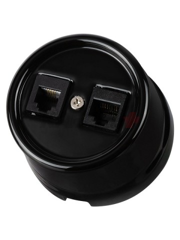 Розетка телефонная RJ11 + компьютерная RJ45 черная «Болонь» TDM
