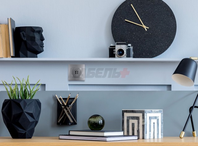 Etika - Зарядное устройство с двумя USB-разъемами Type A + Type C, 3000mA (алюминий)