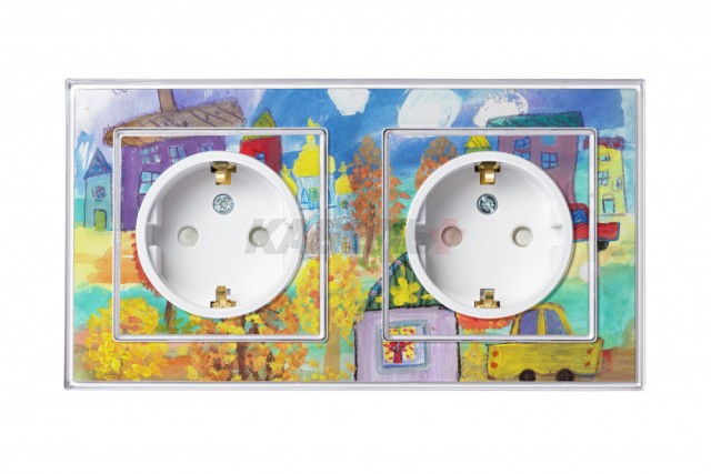 ATLASDESIGN ART РОЗЕТКА с заземлением со шторками, 16А, механизм, БЕЛЫЙ