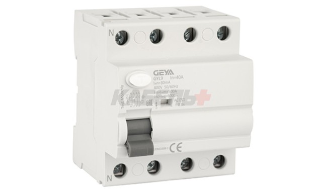 УЗО GYL9-4P-40A-30mA, 4P, 40A, 6 kA, 30mA, тип AC, 4M