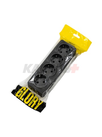 GLORY Розетка 4-местная для открытой установки с заземлением без защитных шторок 16А РС24-3-ХСм сталь матовый IEK