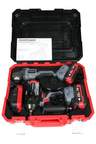 Аккумуляторный бесщеточный E0286 НАБОР 2в1 PROFIPOWER ProfiSet-2H20 (Li-ion-2шт 20В, 4.0Ач, З/У, коробка, E0080, E0186)