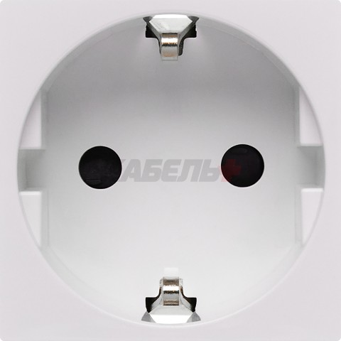 Розетка с заземляющим контактом защитной шторкой и безвинтовым зажимом (2 модуля) белая