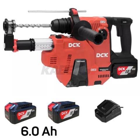Перфоратор аккумуляторный бесщеточный DCK KRH20V-26, 18В, 2,8Дж, 2*6А/ч с пылесосом