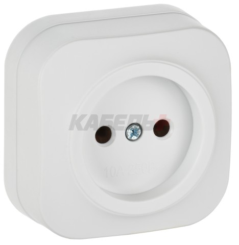 GLORY Розетка 1-местная для открытой установки без заземления без защитных шторок 10А РС20-2-ХБм белый матовый IEK