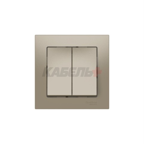ATLASDESIGN 2-клавишный ВЫКЛЮЧАТЕЛЬ, сх.5, 10АХ, в сборе, быстрозажим. клем., ШАМПАНЬ