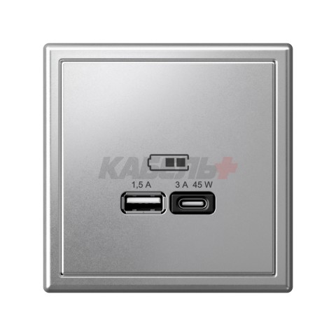 ARTGALLERY USB РОЗЕТКА A + тип-C 45Вт высокоскор.заряд. QC, PD, механизм, АЛЮМИНИЙ