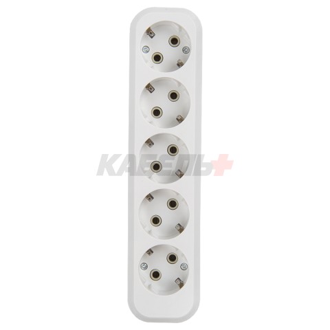 Розеточная колодка GSB-16-5-G-IP20 Easy, 16А, 5 мест, с заземлением, без выключателя, IP20.