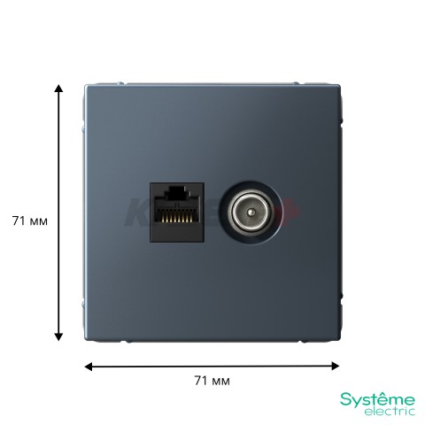 ARTGALLERY РОЗЕТКА двойная ТВ + компьютерная RJ45, кат. 5Е, ГРИФЕЛЬ