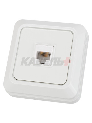 Розетка компьютерная (RJ-45) открытой установки IP20, белая "Ладога" TDM