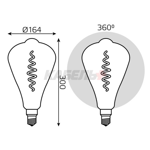 Лампа Gauss Filament ST164 8.5W 165lm 1800К Е27 gray flexible LED 1/6