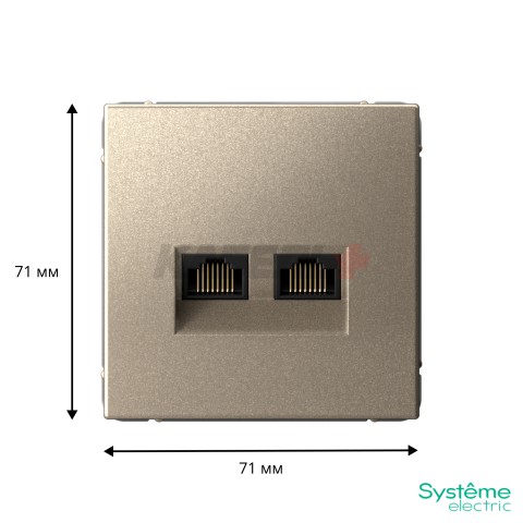 ARTGALLERY РОЗЕТКА двойная компьютерная RJ45+RJ45, кат.6А, механизм, ШАМПАНЬ