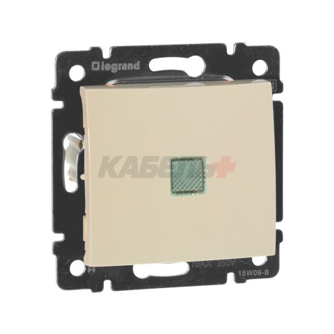 VALENA Выключатель 1-клавишный с подсветкой схема 1L 10А безвинтовое крепление слоновая кость