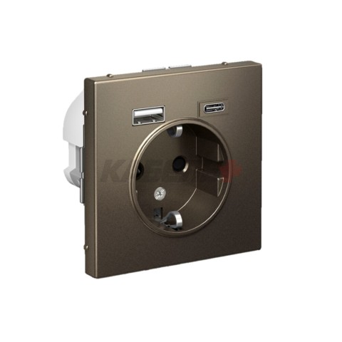 ARTGALLERY РОЗЕТКА 16А с 2 USB A+C, 5В/2,4А/3,0А, 2х5В/1,5А, механизм, МОККО