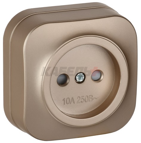 GLORY Розетка 1-местная для открытой установки без заземления с защитными шторками 10А РСш20-2-ХШм шампань матовый IEK