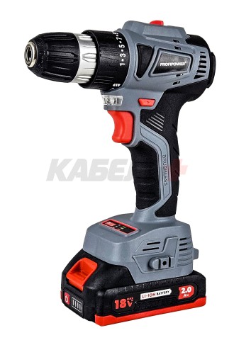 Аккумуляторный бесщеточный шуруповерт E0146 PROFIPOWER MKBL-18BT (18В,Li-ion-2шт, 2.0Ач, 0,8-10мм,40нм,магнитная бита, З/У, в кейсе)