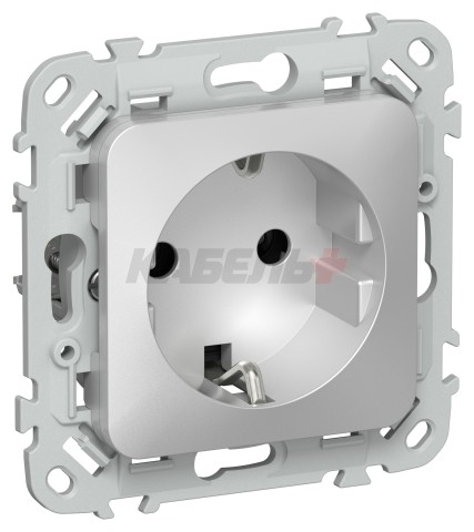 FLITE Розетка с заземлением без защитных шторок безвинтовое крепление 16А РС11-1-ФлА алюминий IEK