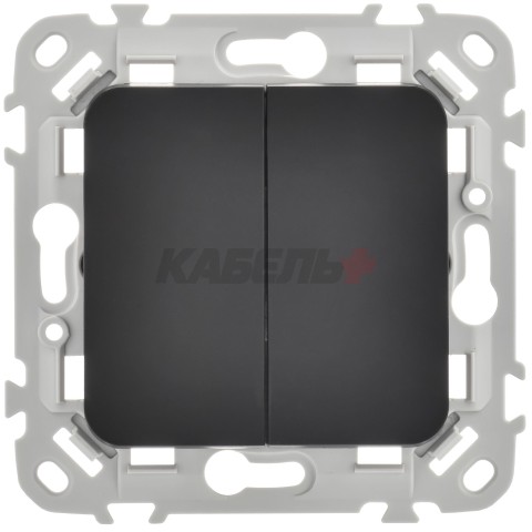 FLITE Выключатель 2-клавишный 10А ВС12-1-0-ФлЧ черный IEK