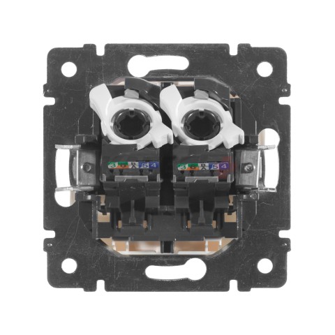 VALENA Розетка компьютерная двойная RJ45 категория 5Е UTP с захватами белый