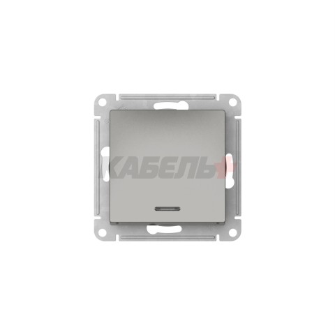 ATLASDESIGN 1-клавишный ВЫКЛЮЧАТЕЛЬ с подсветкой, сх.1а, 10АХ, мех., быстрозажим. клем., СТАЛЬ