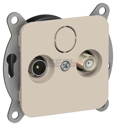 FLITE Розетка 2-местная TV+SAT экранированная оконечная РТВс-2-1-1-ФлЛ льняной IEK