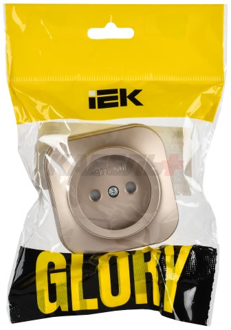 GLORY Розетка 1-местная для открытой установки без заземления с защитными шторками 10А РСш20-2-ХШм шампань матовый IEK