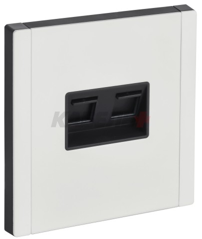 FORTE&PIANO Розетка двойная RJ11+RJ45 кат.5E FP235M металл белый IEK