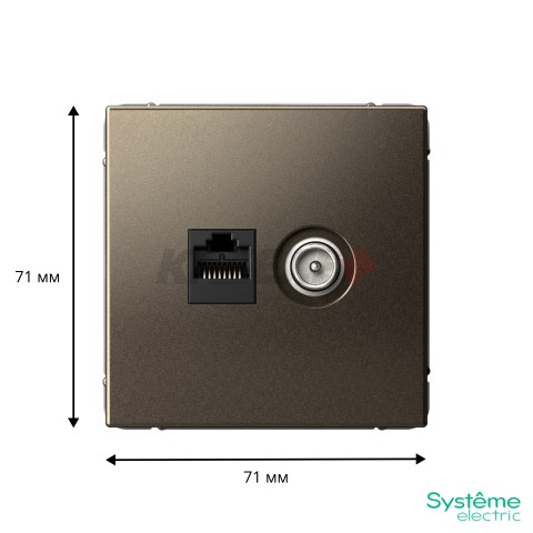 ARTGALLERY РОЗЕТКА двойная ТВ + компьютерная RJ45, кат. 5Е, МОККО