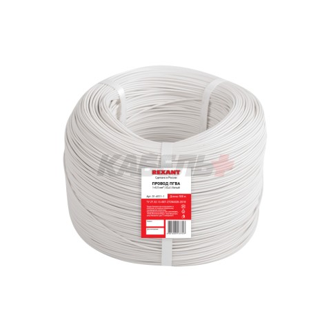 Провод ПГВА 1х0,50мм², Cu, белый, бухта 500м REXANT