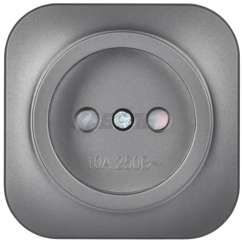 GLORY Розетка 1-местная для открытой установки без заземления с защитными шторками 10А РСш20-2-ХСм сталь матовый IEK