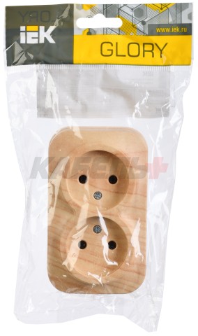 GLORY Розетка 2-местная для открытой установки без заземления без защитных шторок 10А РС22-2-ХС сосна IEK