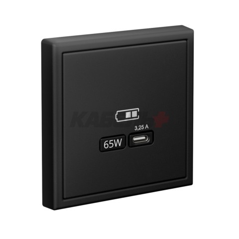 ARTGALLERY USB РОЗЕТКА тип-С 65Вт высокоскор.заряд. QC, PD, механизм, КАРБОН