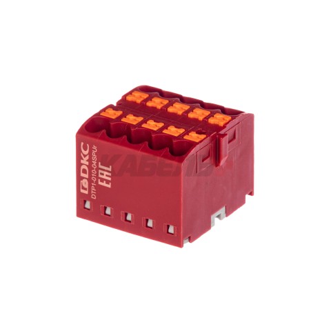 Блок распределительный, зажим push-in, 10 точек подключения 2,5 кв.мм, красный DKC