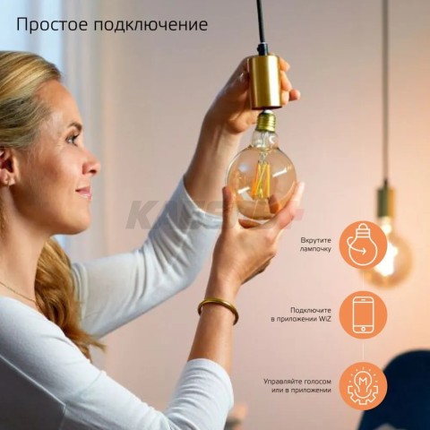 Лампа Gauss Smart Home Filament G95 6,5W 720lm 2000-5500К E27 изм.цвет.темпр.+диммирование LED