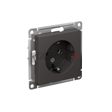 ATLASDESIGN РОЗЕТКА с заземлением без шторок, 16А, механизм, БАЗАЛЬТ
