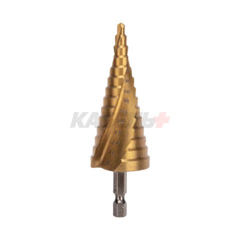 Сверло по металлу ступенчатое ТИТАН 4,0-30,0мм, 98мм, 65 HRC, Р6М5 TiN KRANZ