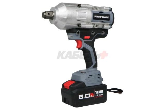 Аккумуляторный гайковерт бесщеточный ударный ProfiPower T-2000N (Li-ion-1шт, 6.0Ач, 2000Нм, адаптер переходника, З/У, в кейсе)