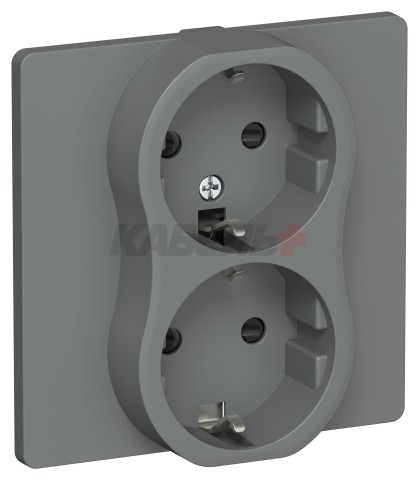 FLITE Розетка 2-местная с заземлением с защитными шторками безвинтовое крепление 16А РСш12-1-К-ФлМА мокрый асфальт IEK