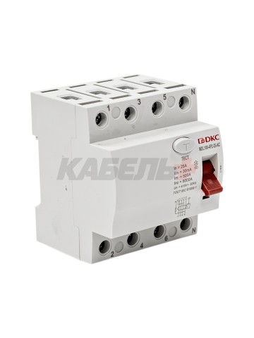 Устройство защитного отключения УЗО ВДТ YON MAX MDL100, 4P, 30mA, 25A, тип АС DKC