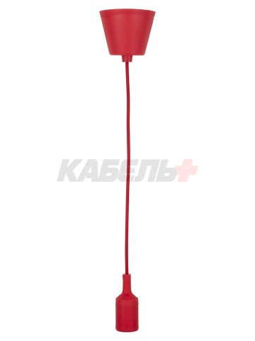Патрон пластиковый Е27 с подвесом 1 м, красный TDM