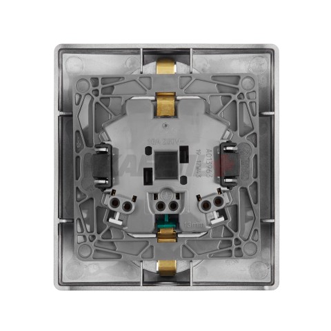 INSPIRIA Розетка 2-местная с заземлением с защитными шторками 16А безвинтовое крепление в сборе антрацит