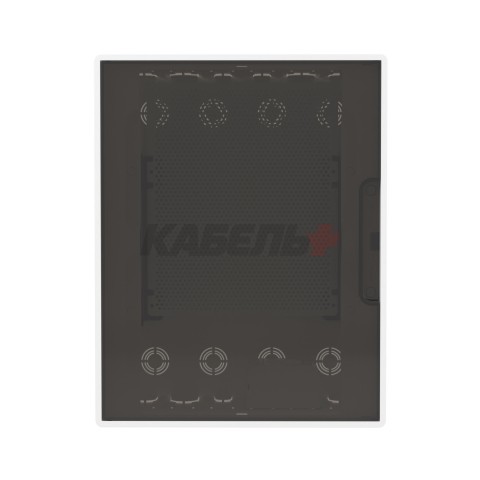 Щиток 24 мод встраиваемый слаботочный FRAME, белый, с тонированной дверцей, с монтажной платой, в комплекте с 1 розеткой Viva (арт. 45005) и 1 коробкой PDD (арт. 10033) DKC