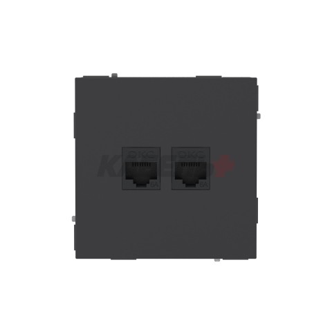 Компьютерная розетка RJ-45 без шторки, кат.6А двойная, KANT, черный уголь DKC