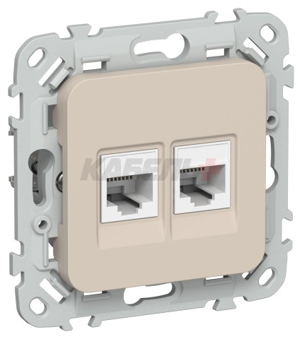 FLITE Розетка 2-местная компьютерная RJ45 категория 5Е UTP РК5е-2-0-ФлЛ льняной IEK